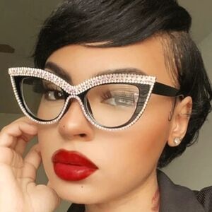 LUXURY SOJOS CAT EYE CRYSTAL BLUE LIGHT READING GLASSES  NWOT